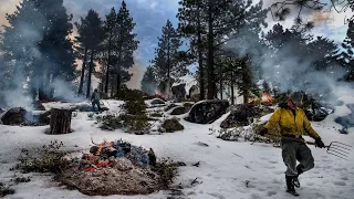 See firefighters burn hazardous forest fuels in the snow in Lake Tahoe CA