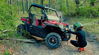 Den y Diana están conduciendo un auto para niños en el bosque! | Juegan con coches de juguete !