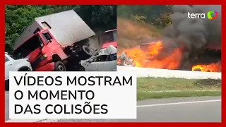 Pessoas ficam feridas e veículos pegam fogo em engavetamento na BR-408, em Pernambuco