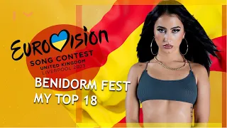 EUROVISION 2023 SPAIN: MY TOP 18 (Benidorm Fest) W/ Ratings