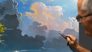 Рисуем небо с облаками акриловыми красками | урок | Промежуток времени | Эпизод 2.
