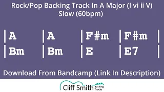 A Major - Slow Rock Backing Track - I vi ii V (60bpm)