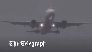 Storm Nelson: Moment easyJet plane aborts Gatwick landing in extreme weather