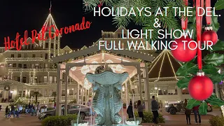 WALKING Tour - Hotel del Coronado - Christmas Celebration  & Light Show [4K UHD]
