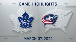 NHL Highlights | Maple Leafs vs. Blue Jackets - Mar 7, 2022