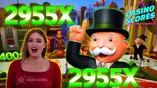 Monopoly big win today, OMG!!! 2,955X Just Two Bonus Sessions, Shocked Our World !! 2740X, 215X !!!
