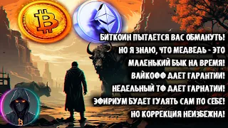 Биткоин обманывает! Я знаю, что медведь это маленький бык на время! Вайкофф и 1нед ТФ дают гарантии!