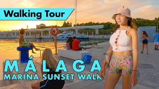 Málaga marina evenings in August - Muelle Uno, Costa del Sol immersive virtual walking tour