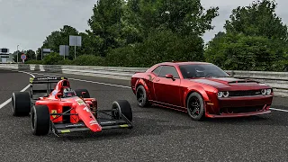 Forza 7 Drag race: Ferrari F1 vs Dodge Demon (1200 hp)