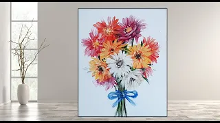 ACRYLIC How to paint flower bouquet /Easy /Step by Step/MariArtHome