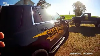 Bodycam captures dramatic shoot-out with man accused of slaughtering family before he vanishes