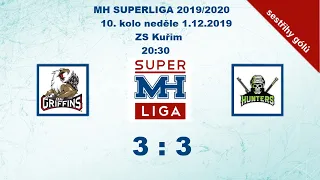 MH SUPERLIGA 10. kolo 2019/2020 Griffins vs Hunters 3:3 - sestřihy gólů
