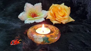 Dried flower Resin Candle holder | HOW TO MAKE Tealight Holders with Dried Flowers | JK Arts 1988