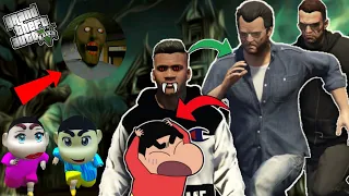 GTA 5 : Franklin First Experience in Haunted House With Shinchan & Pinchan in GTA 5 ! JSS GAMER