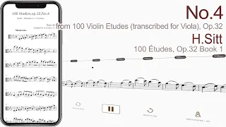 No.4 from 100 Violin Etudes (transcribed for Viola), Op.32 | H.Sitt【 Viola Sheet Music 】
