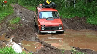 Нестандартная НИВА первый раз увидела грязь и бездорожье!!! Отдых на горной реке!!!