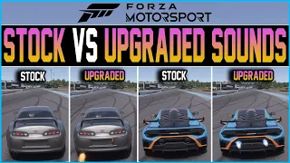 Forza Motorsport - NEW Stock VS Upgraded Car Sounds! - GTR, Supra, Evo, Huracan + More!