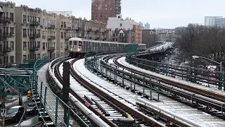 New York City Subway: Snowy Elevated Trains in Manhattan and Bronx