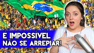 GRINGA RUSSA REAGINDO Hino Nacional Brasileiro Copa Confederações Brasil 3x0 Espanha!