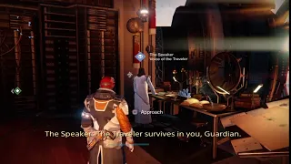 Idle Dialogue, Tower North | Speaker: "The Traveler Survives In You, Guardian" | Destiny