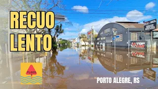 Enchente recua em Porto Alegre, mas continua muito vasta em meio ao tempo frio - 18/05/2024