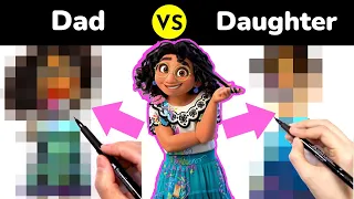 DAD vs DAUGHTER (3) Draw Off | Draw Encanto #artshorts #shorts #drawing #dadvsdaughter