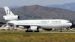 Omega Tanker DC 10-40, N974VV Taxiing Back on Runway 32 at MARCH ARB