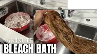 EASY BLEACH BATH METHOD| BLACK TO BLONDE HAIR IN UNDER 7 MINUTES| WATER COLOR