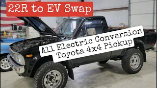 22R to EV Swap: 1981 Toyota Pickup Hilux 4x4 All Electric Conversion with Hyper9 motor Tesla Battery