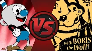 Mugman vs Boris the Wolf (Cuphead vs Bendy and the Ink Machine)! Cartoon Fight Night Episode 47!