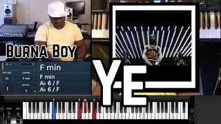 How to play BURNA BOY - YE (PIANO TUTORIAL) F Minor
