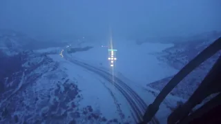 Landing in a snowstorm at Aspen