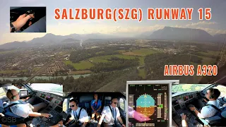 Salzburg (SZG) | beautiful morning approach and landing on runway 15 | pilots + cockpit  views | 4k