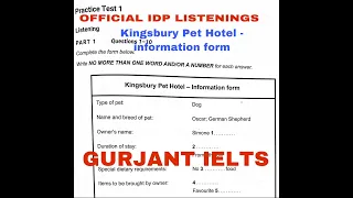 Kingsburry Pet Hotel information Form ielts listening