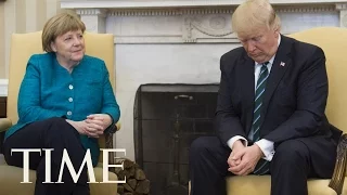 Angela Merkel Asked President Trump To Shake Hands & He Appeared To Ignore Her | TIME