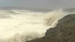 Storm waves at Porthleven, Cornwall 2014