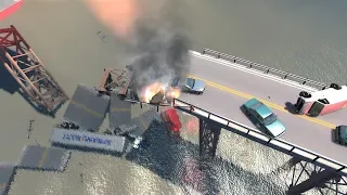 Collapsing Bridge Pileup Crashes 19 | BeamNG.drive