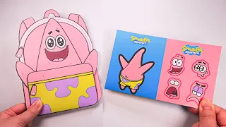 [ Paper Diy ] School Bag SpongeBob Patrick Star Blind Bag & Sticker Book ASMR