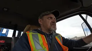 Driving the Freightliner M2 flatbed at work