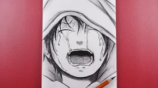 Anime Drawing | How to Draw crying anime boy step by step