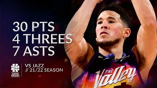 Devin Booker 30 pts 4 threes 7 asts vs Jazz 21/22 season