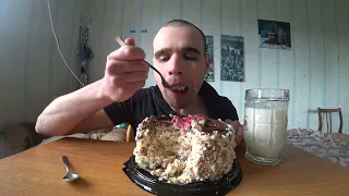 МУКБАНГ АСМР ТОРТ КИЕВСКИЙ / от  Fantel/ и МОЛОКО/ СЛАДКИЙ МУКБАНГ/ CAKE /ОБЖОР/ EATING ASMR Mukbang