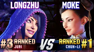 SF6 ▰ LONGZHU (#3 Ranked Juri) vs MOKE (#1 Ranked Chun-Li) ▰ Ranked Matches