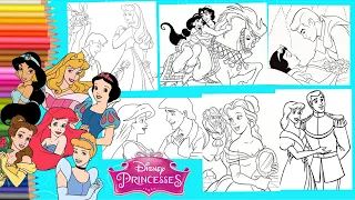 Coloring Disney Prince and Princesses COMPILATION - Kids Coloring Book