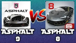 Asphalt 9 Legends Vs Asphalt 8 Airborne | Cars | Gameplay FHD