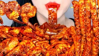 ASMR SPICY SEAFOOD BOIL OCTOPUS SHRIMP 마라 해물찜 중국당면 먹방 NO TALKING EATING SOUNDS MUKBANG