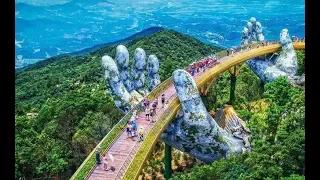 Golden Bridge on Ba Na Hills, Vietnam - Stunning Footage
