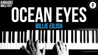 Billie Eilish - Ocean Eyes Karaoke SLOWER Acoustic Piano Instrumental Cover Lyrics MALE / HIGHER KEY