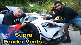 Installing Carbon Vents on $5,000 Hood Toyota Supra | Fender Vents Sayber Design