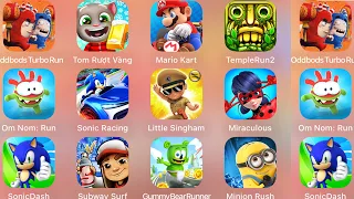 Sonic Dash,Subway Surf,Little Singham,Oddbods Turbo,Tom Gold Run,Mario Kart,Sonic Racing,Temple Run